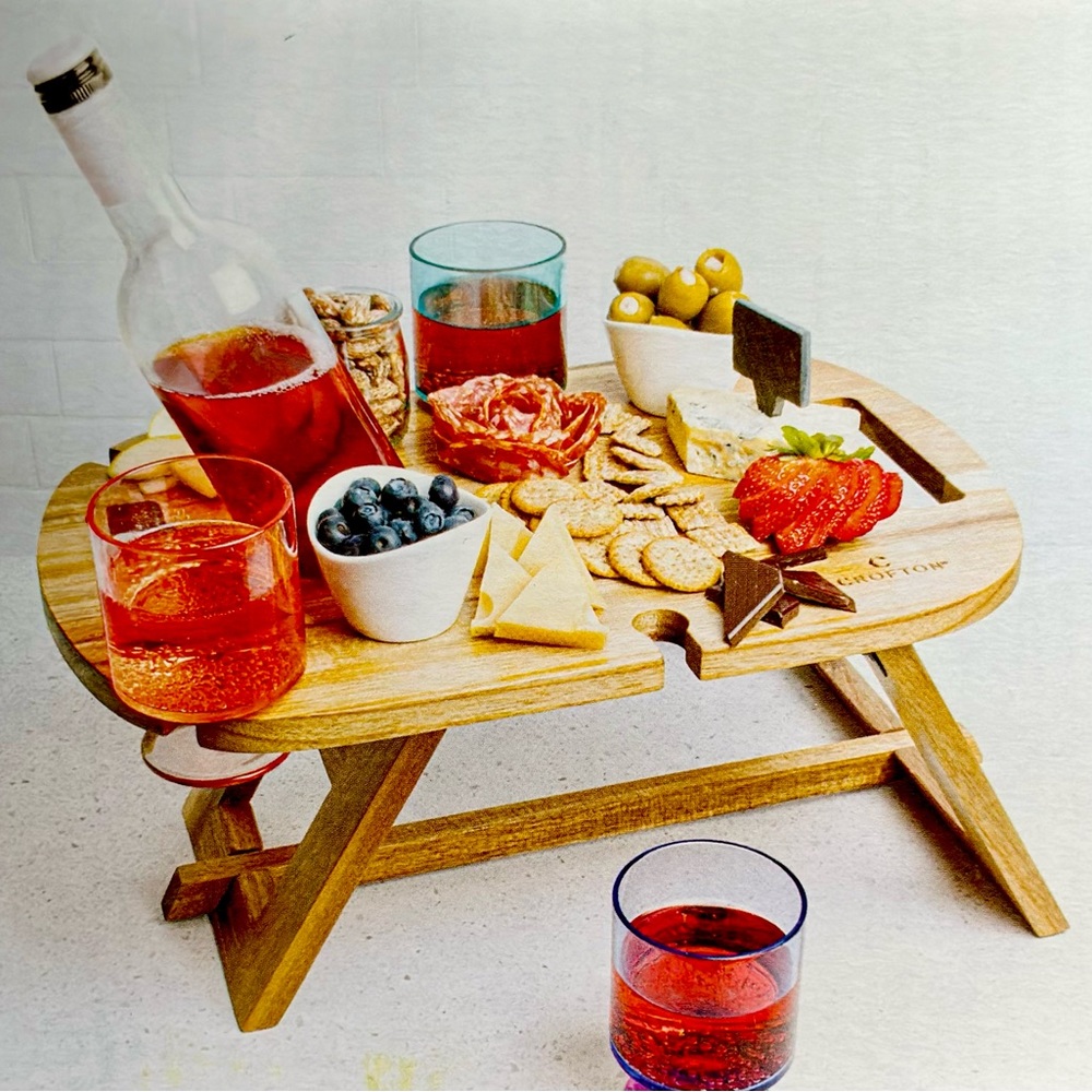 Portable Mini Picnic Table🍷wine holder 🧀 charcuterie board 🥐 - Picture 2 of 2